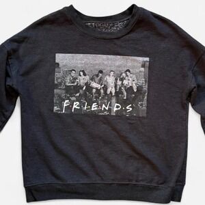 Friends Sweatshirt Black 90s‎ TV Pop Culture Cozy Retro Faded Graphic Women's M